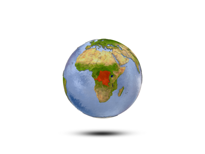 Map of world with Congo