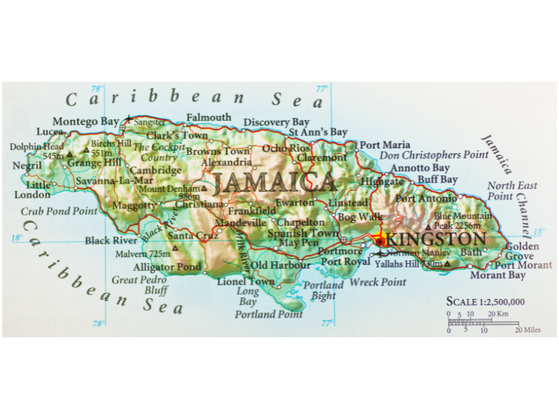 Map of Jamaica - Jamaican proverbs with English translations